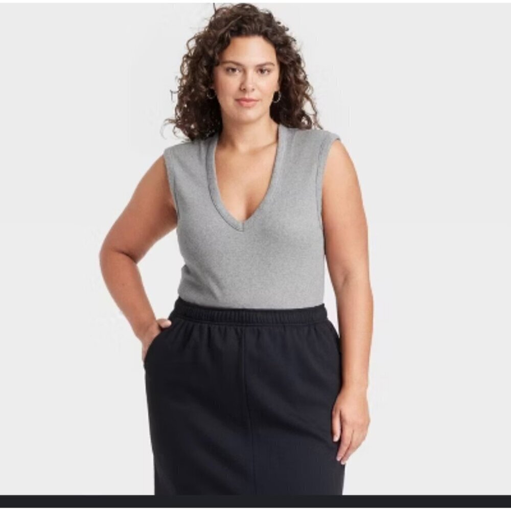 Universal Thread Women's Rib Bodysuit Heather Gray  size XL NWT